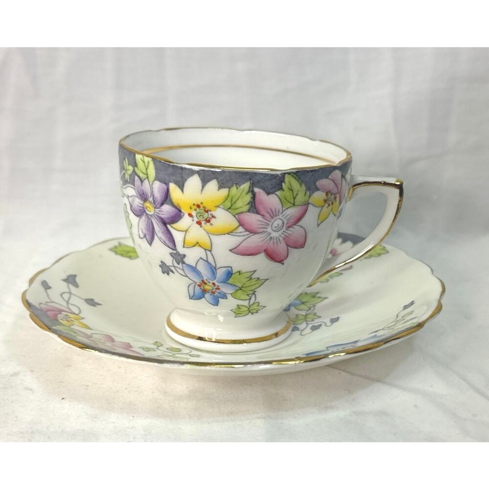 Vintage‎ Rosina England Floral Bone China Tea Cup & Saucer